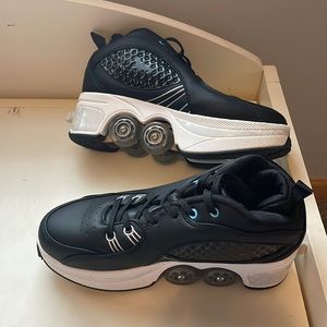 Double-Row Deform Wheel Walking Shoe Invisible Deformation Roller Skate 2 in 1